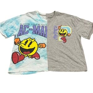 Pac Man Cropped Tie Dye Split Graphic T Shirt Women's :arge